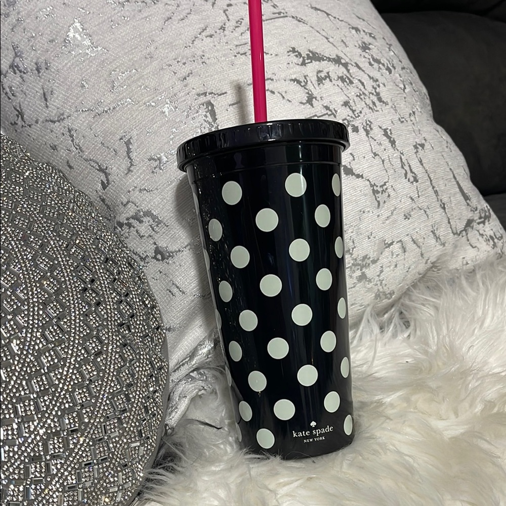 Kate Spade Black Polka Dot Tumbler